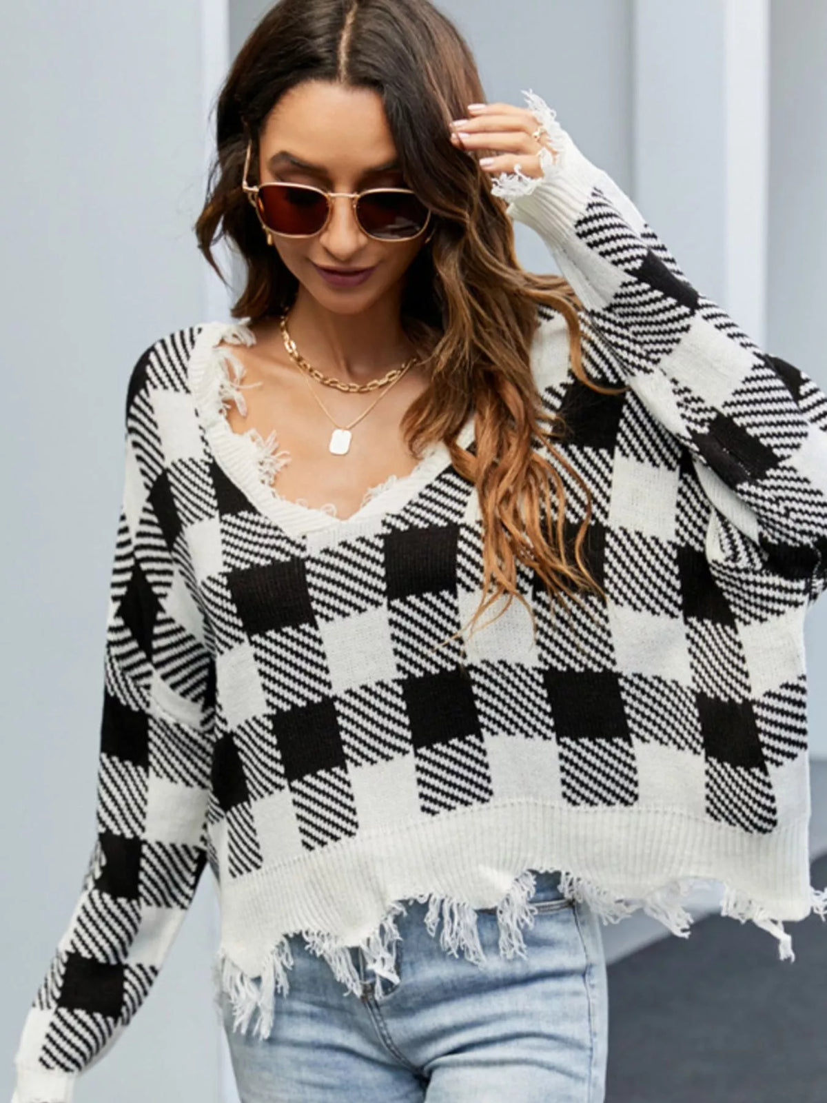 Frayed Hem Long Sleeve Sweater (23)
