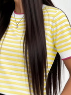 Contrast Trim Striped Short Sleeve Knit Top (9)