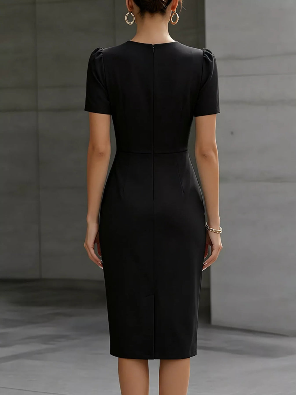 Ruched Short Sleeve Midi Dress (11)