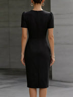 Ruched Short Sleeve Midi Dress (11)