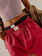 Striped Elastic Waist Shorts (8)