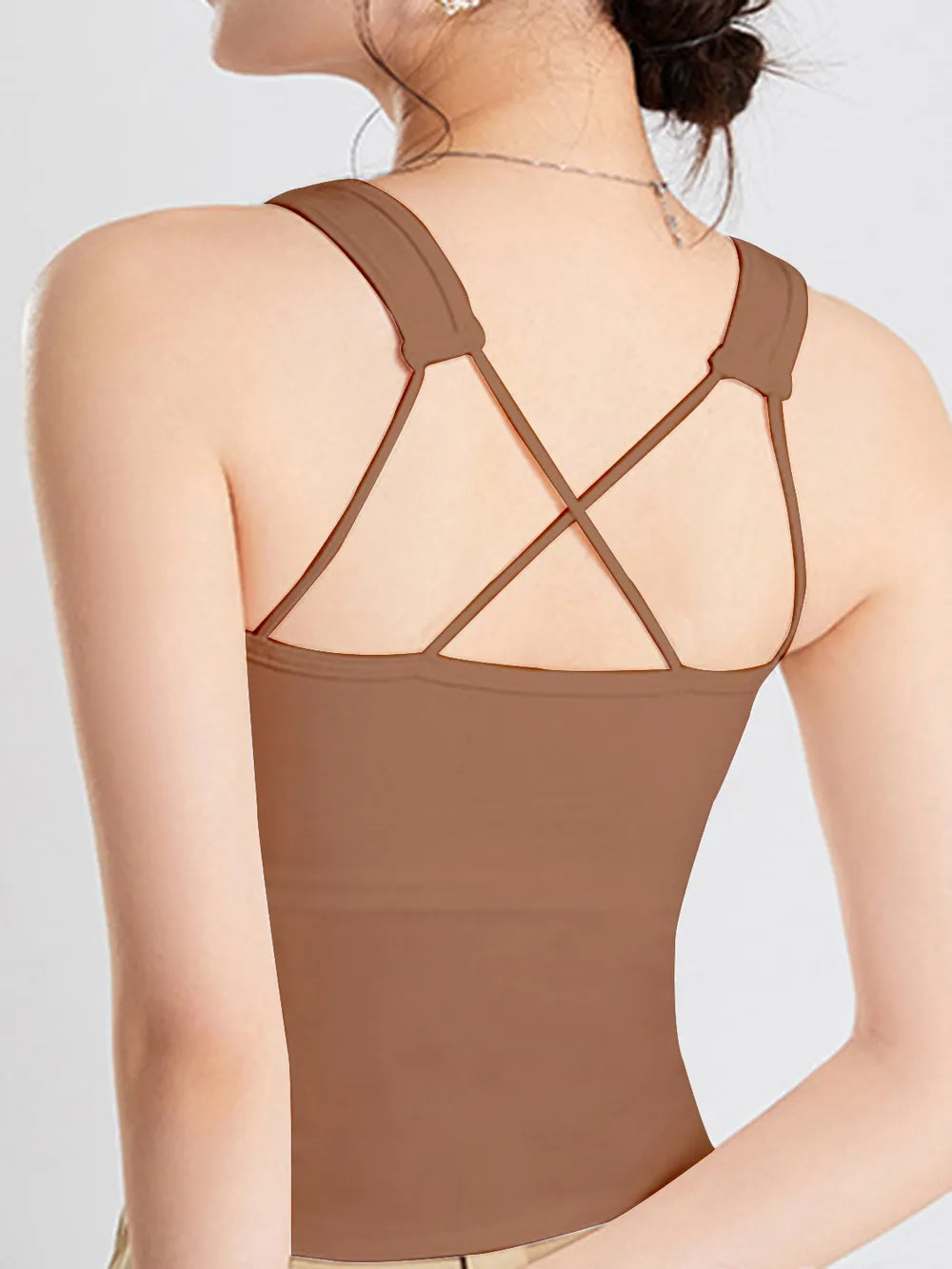 Crisscross Scoop Neck Wide Strap Cropped Tank Chest Pads (17)