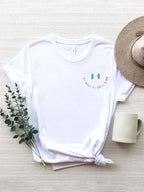 Letter Graphic Round Neck Short Sleeve T-shirt (5)