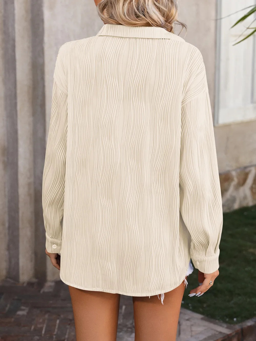 Button Up Dropped Shoulder Shirt (3)