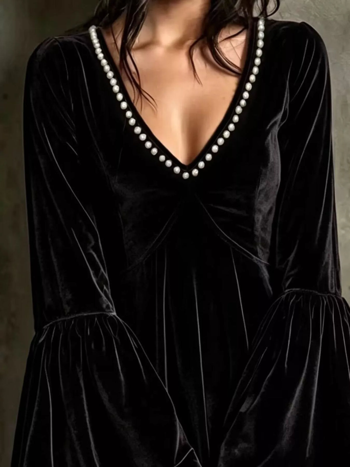 Velvet Flare Sleeve Mini Dress (8)