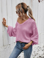 V-neck Dropped Shoulder Sweater (8)