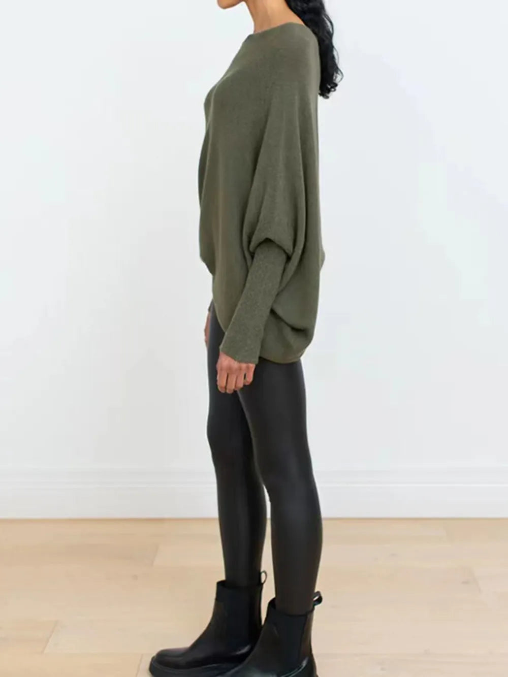 Full Size Boat Neck Batwing Sleeve Knit Top (14)