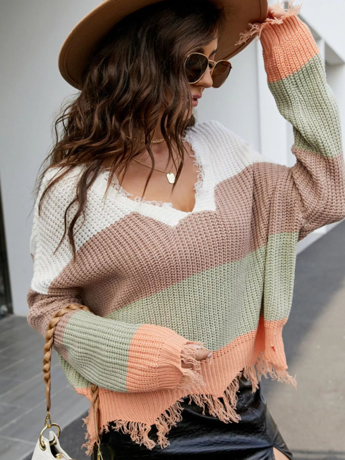 Frayed Hem Long Sleeve Sweater (29)