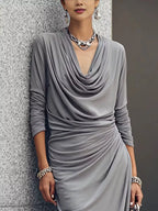 Cowl Neck Long Sleeve Maxi Dress (2)