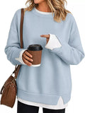 Crewneck Sweatshirt Contrast Ribbed Trim