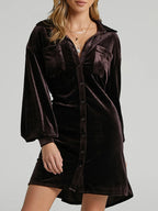 Collared Neck Button Down Long Sleeve Mini Dress (8)