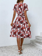 Printed Short Sleeve Midi Dress (27)