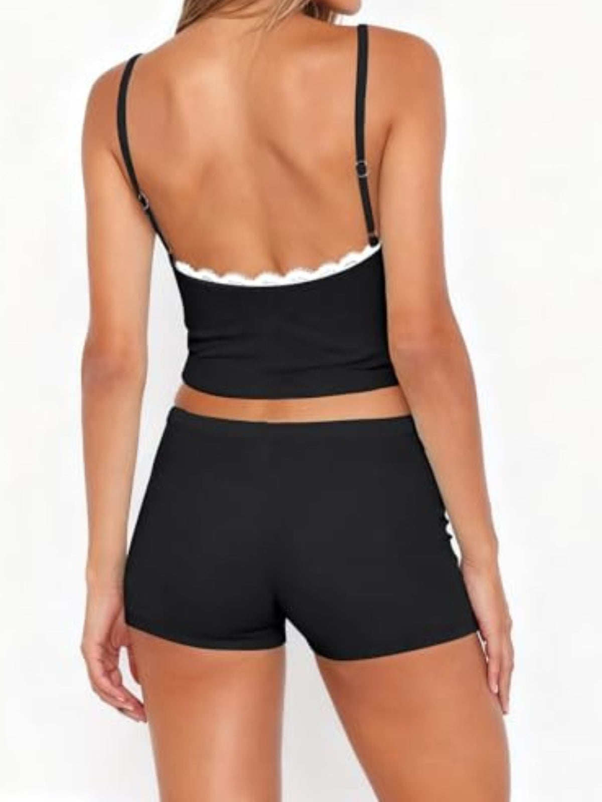 Contrast Trim Cami Shorts Set (18)