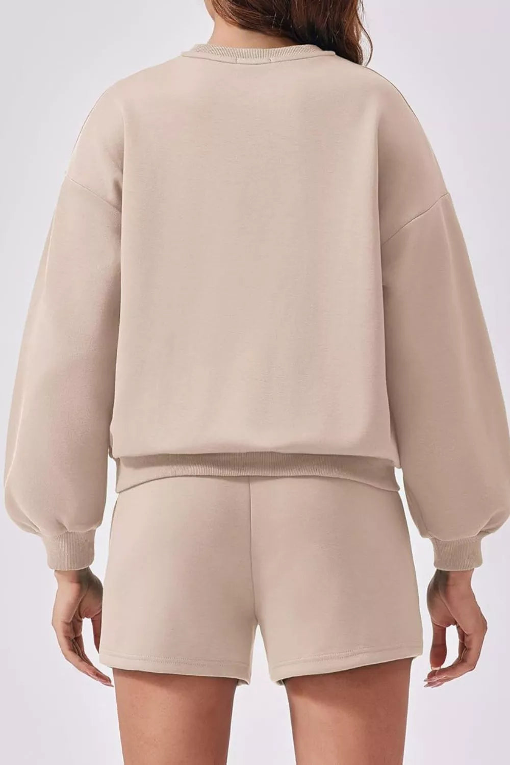 Round Neck Sweatshirt Shorts Set (3)