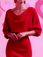 Cowl Neck Bodycon Midi Dress (2)
