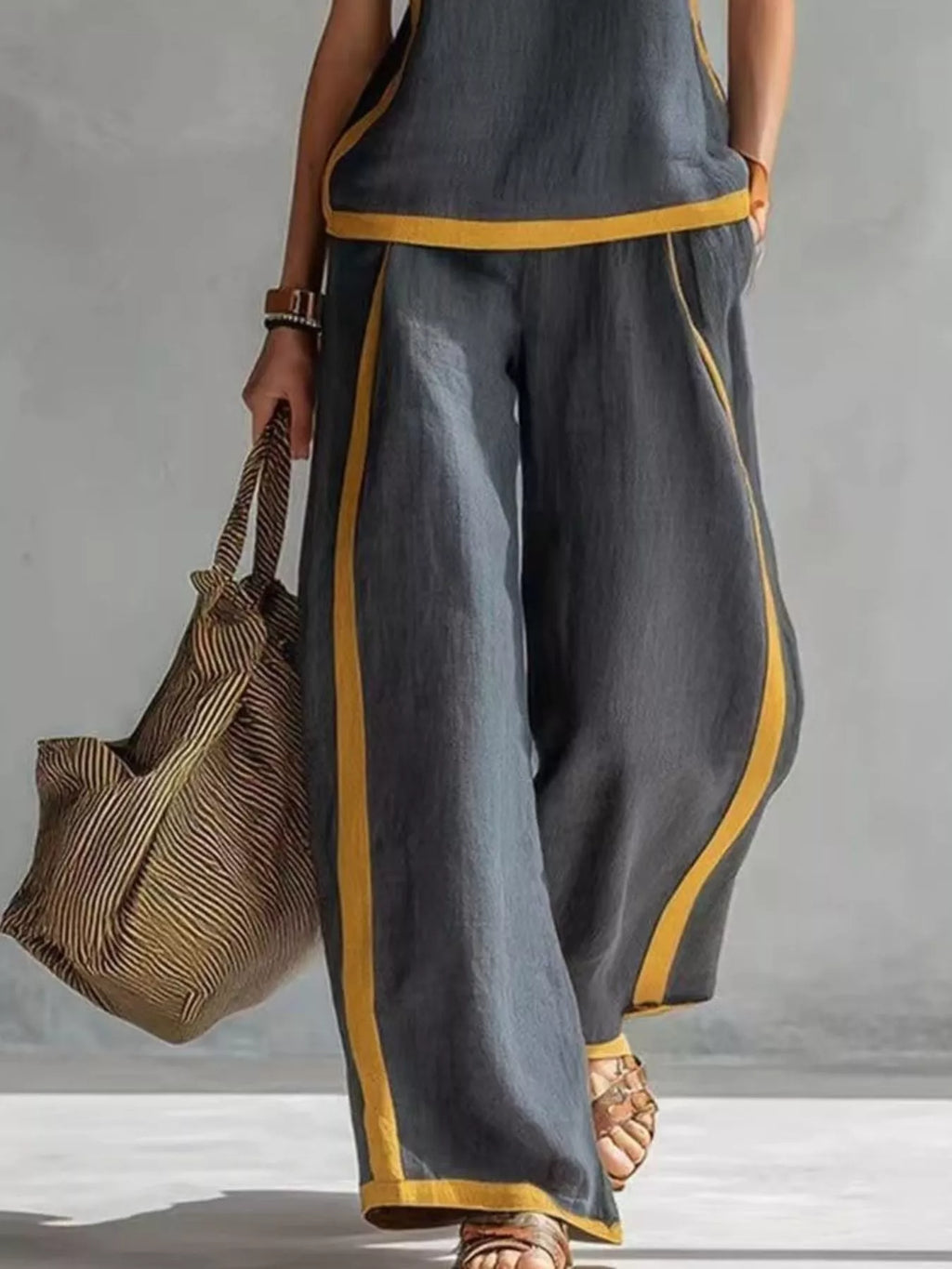 Sleeveless Tank Top Wide-leg Pants Set (2)