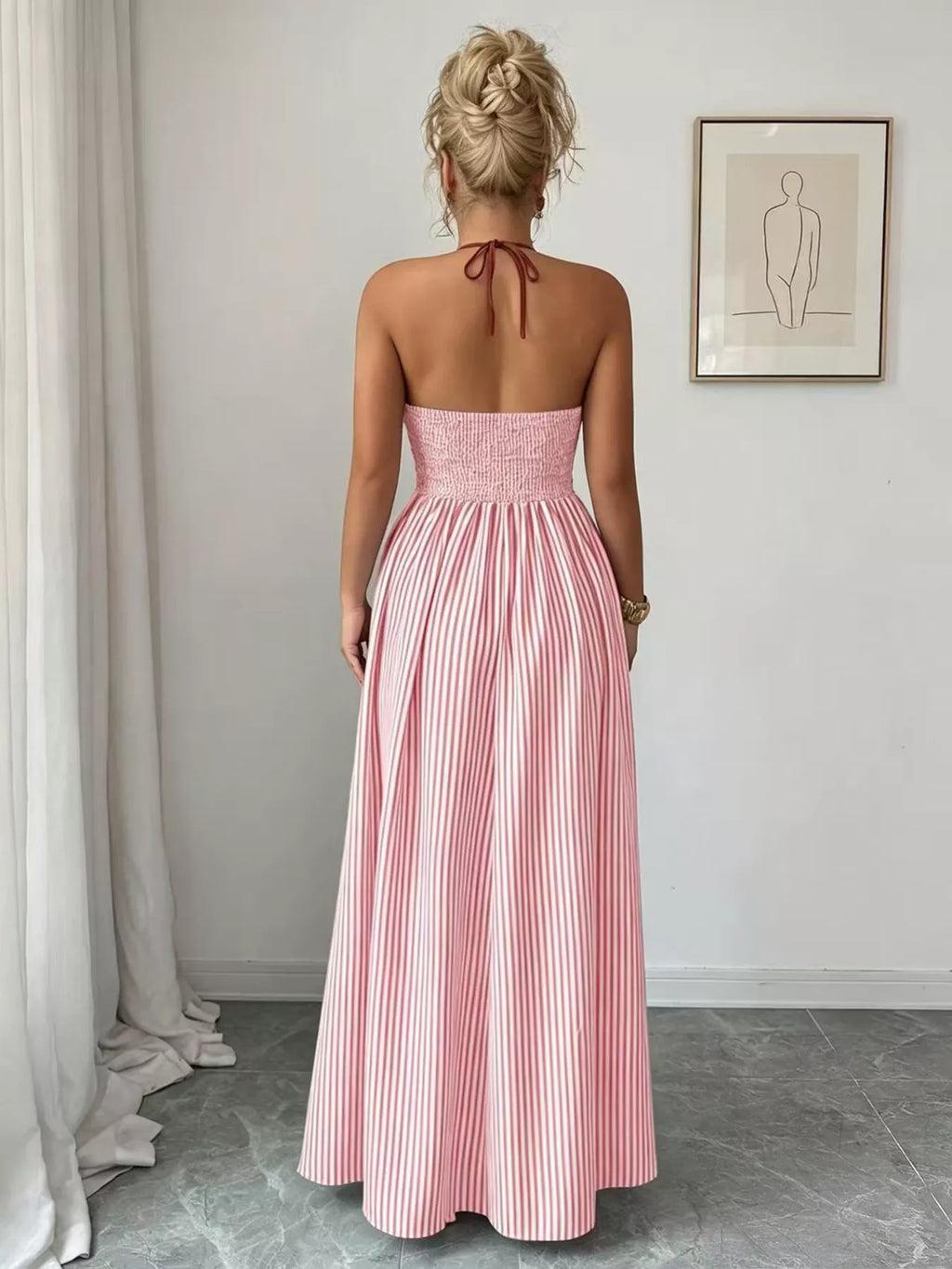 Striped Halter Neck Maxi Dress (12)