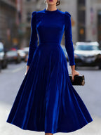 Velvet Long Sleeve A-line Dress (11)