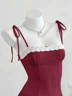Lace-trimmed Tie Shoulder Cami (7)