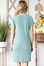 Ribbed Round Neck Short Sleeve Dress (11)