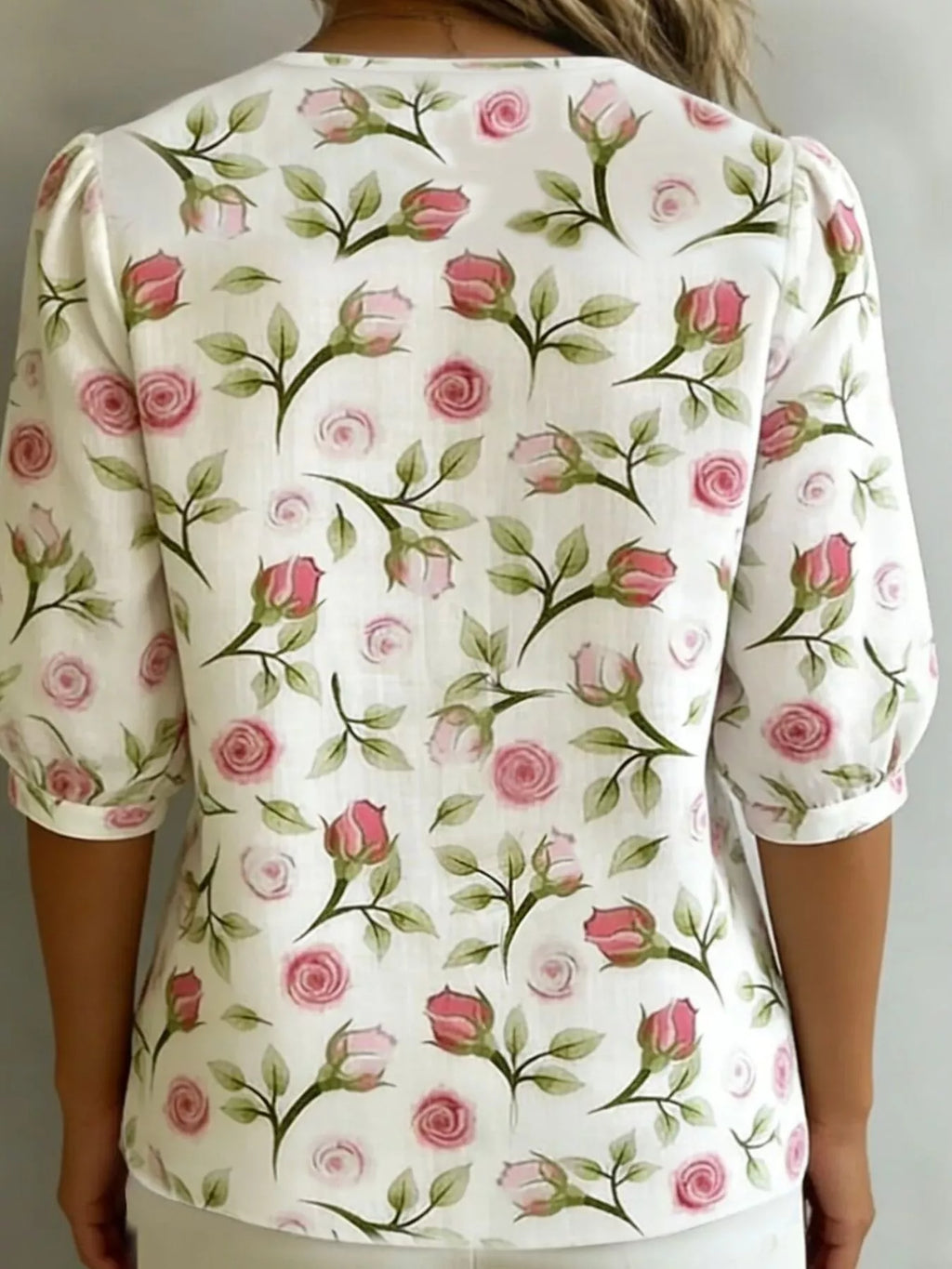 Daisy Print Peter Pan Collar Button-down Shirt (6)