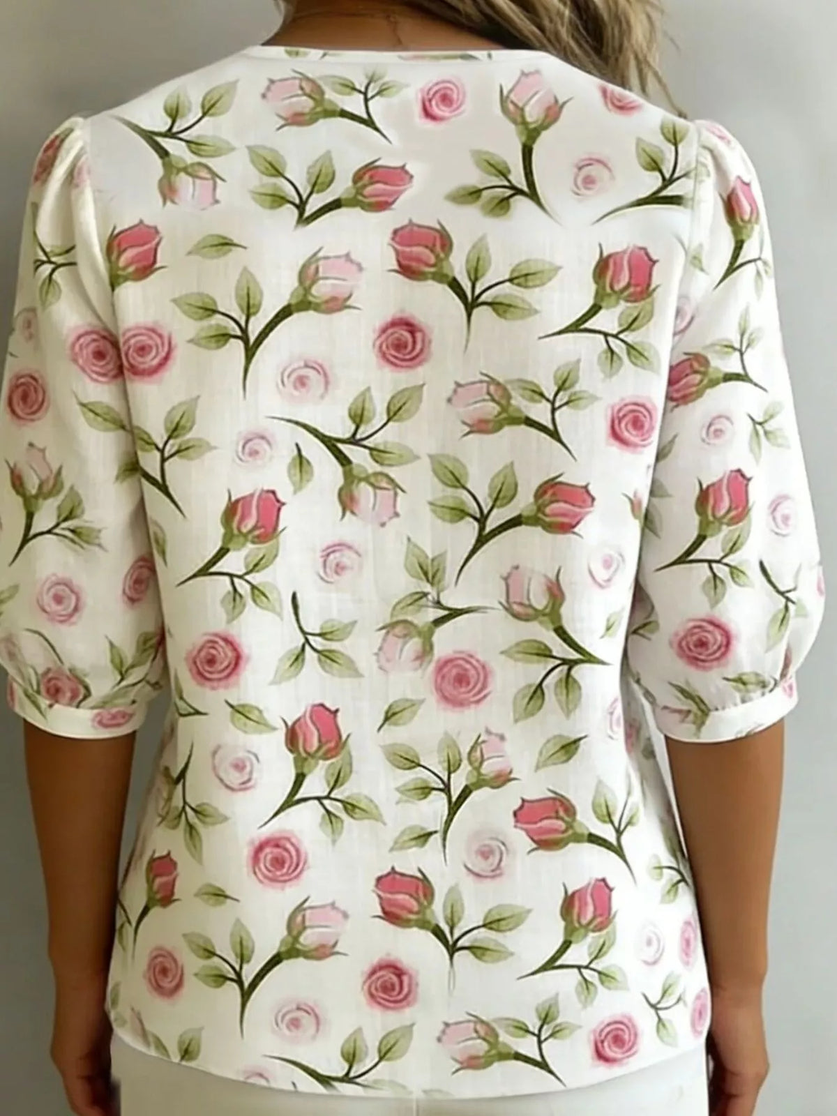 Daisy Print Peter Pan Collar Button-down Shirt (6)