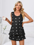 Heart Scoop Neck Tank Shorts Lounge Set