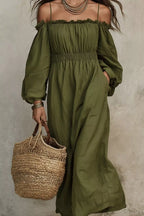 Spaghetti Strap Balloon Sleeve Dress (2)