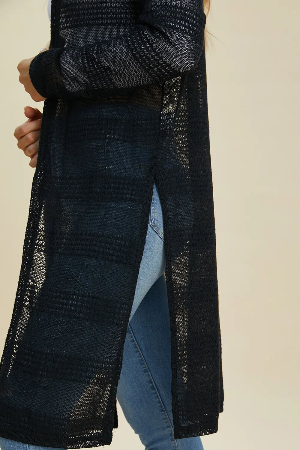Full Size Open Front Longline Cardigan (36)