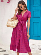 Surplice Short Sleeve Midi Dress (10)