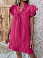 Ruffled Notched Cap Sleeve Mini Dress (11)