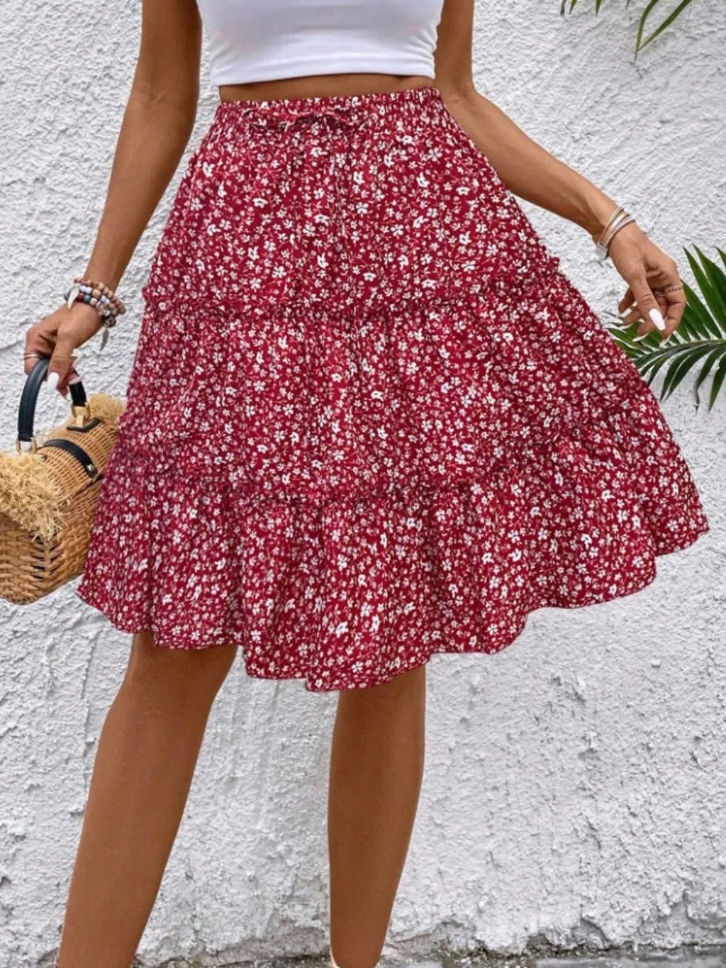 Floral Print Midi Skirt (30)