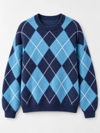 Argyle Pattern Fuzzy Knit Sweater (29)