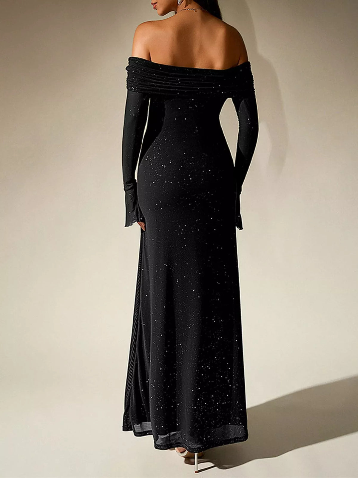 Glitter Off-shoulder Maxi Dress (4)