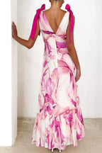 Printed V-neck Tie Shoulder Midi Cami Dress (16)