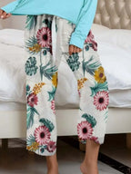 Round Neck Top Printed Pants Lounge Set (27)