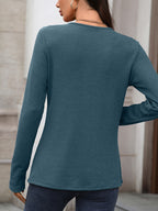 Waffle Knit Long Sleeve T-shirt (17)