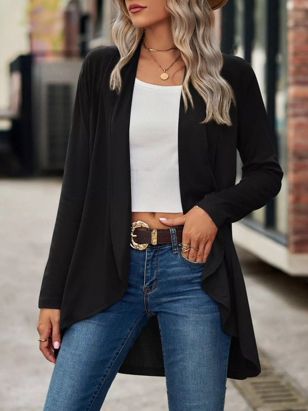Open-front Dropped Shoulder Cardigan (26)
