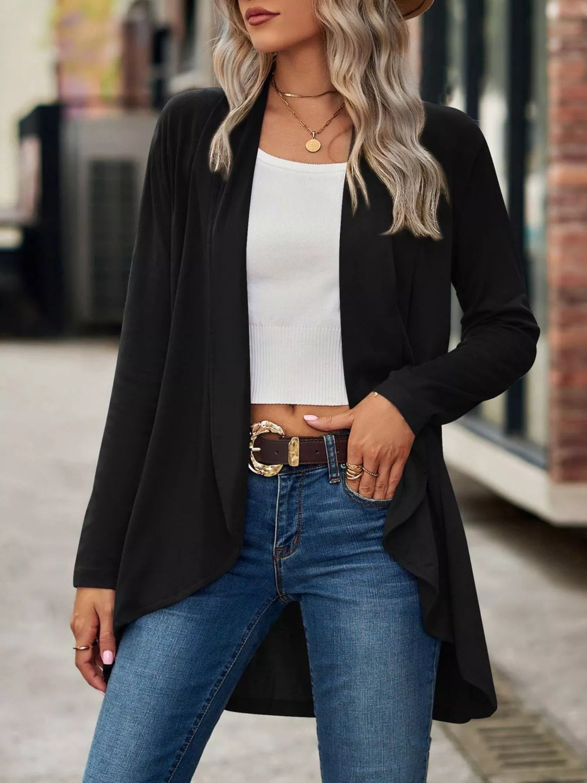 Open-front Dropped Shoulder Cardigan (26)