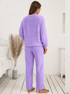 Teddy Long Sleeve Top Pants Lounge Set (24)