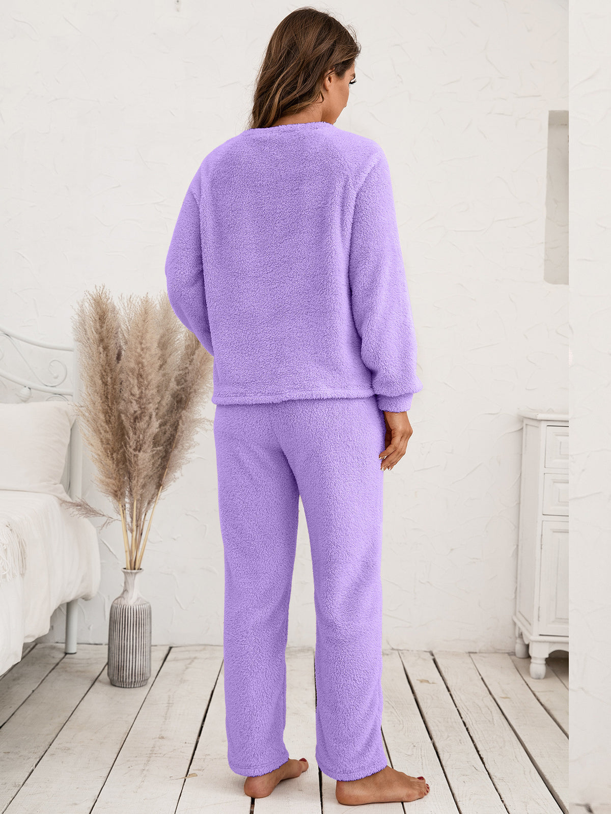 Teddy Long Sleeve Top Pants Lounge Set (24)