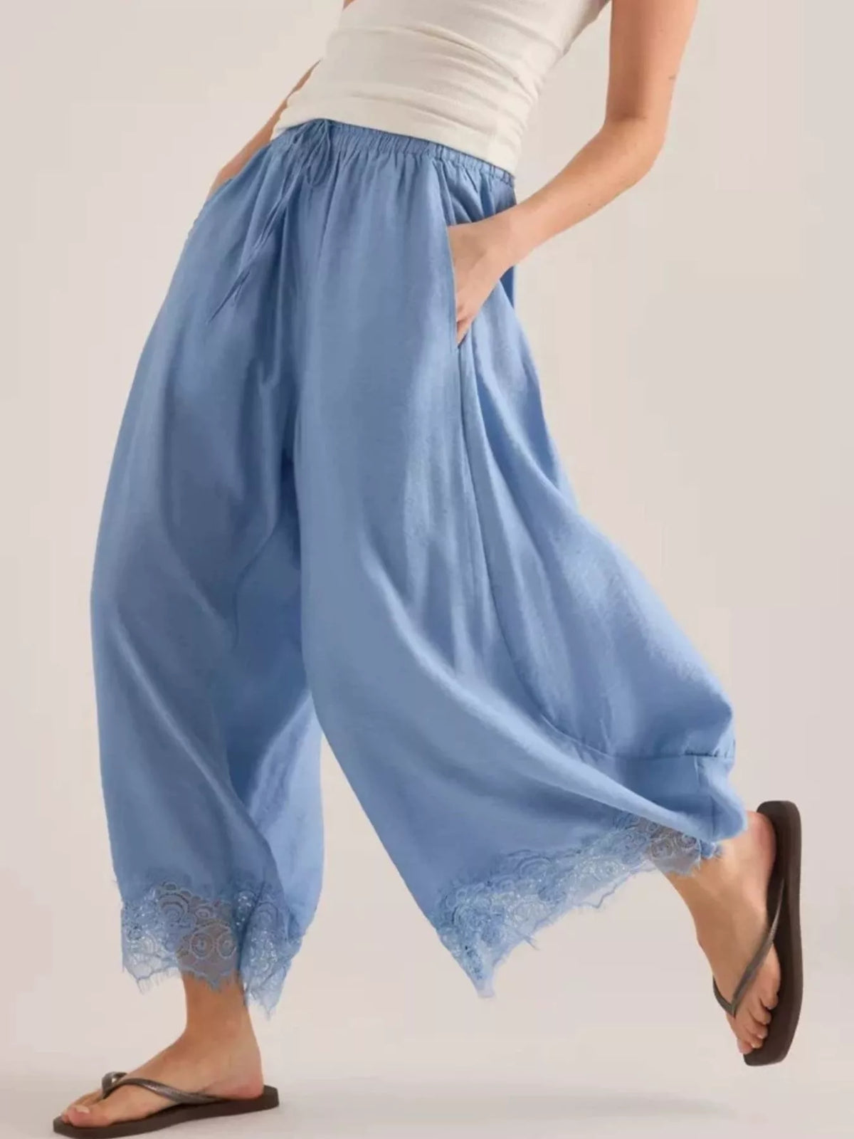 Drawstring Wide Leg Pants