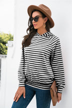 Horizontal Stripe Raglan Sleeve Hoodie (2)