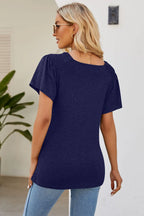 Smocked Round Neck Flutter Sleeve T-shirt (20)