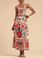 Floral Print Crop Top Skirt Set (3)