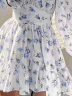 Lace Detail V-neck Balloon Sleeve Dress (14)