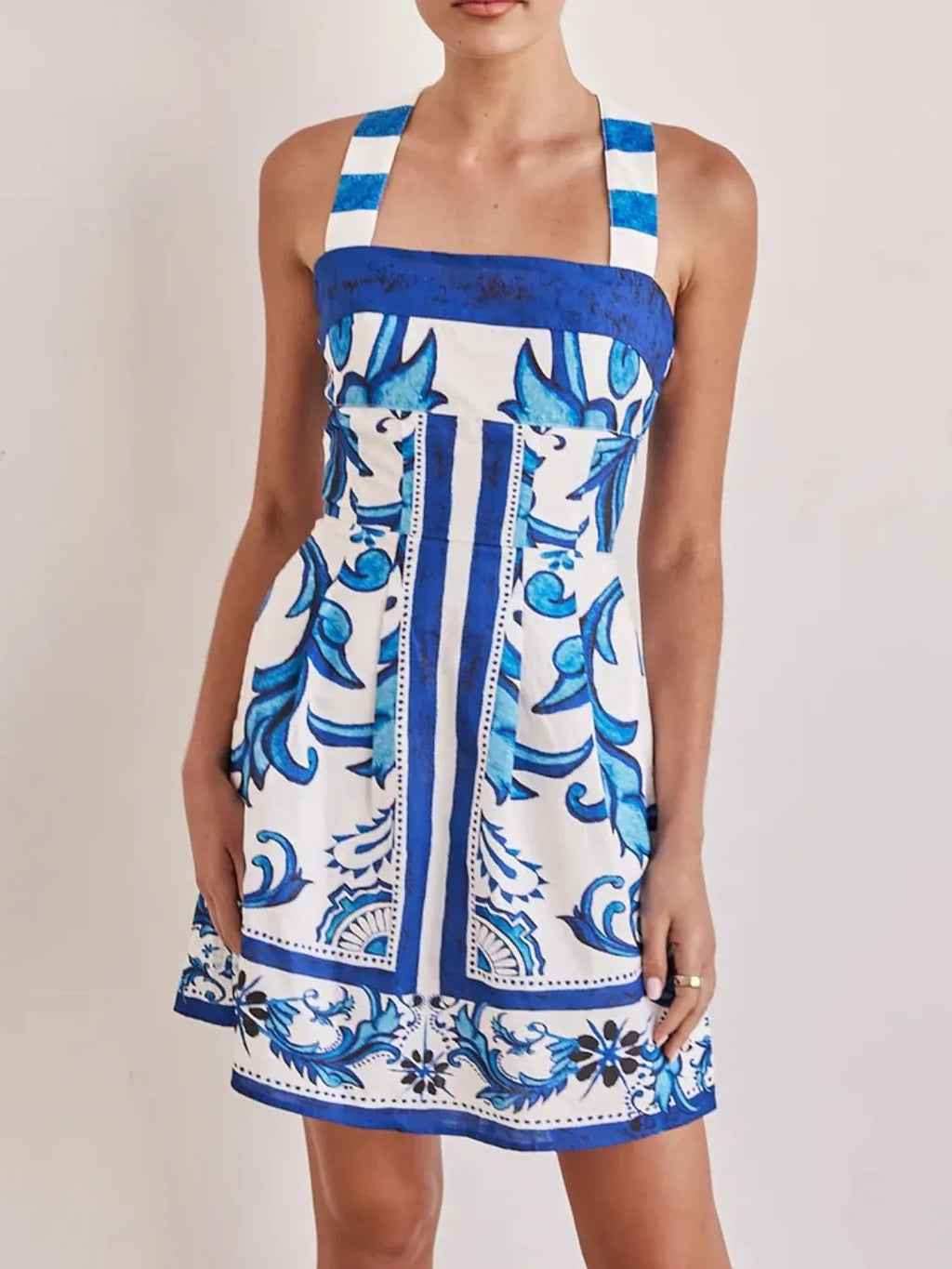 Printed Square Neck Midi Dress (6)