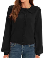 Collared Long Sleeve Button Down Cardigan (5)