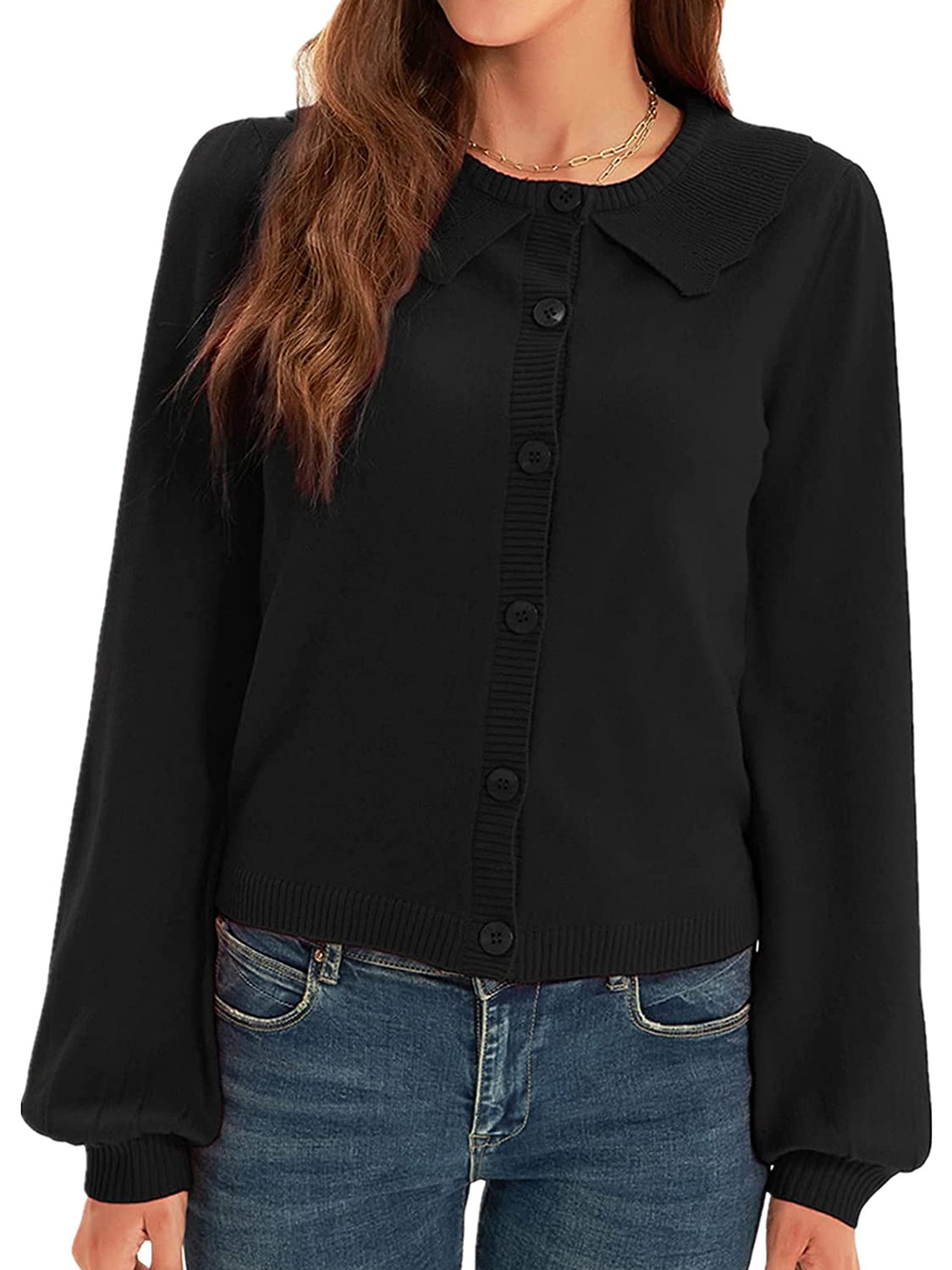Collared Long Sleeve Button Down Cardigan (5)
