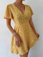 Floral Flutter Sleeve Wrap Mini Dress (5)